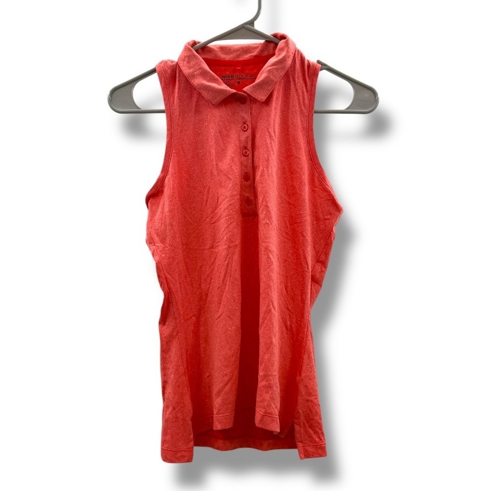 Nike Golf Dri-FIT Sleeveless Polo Shirt Women's Small Coral Athletic Golf Top